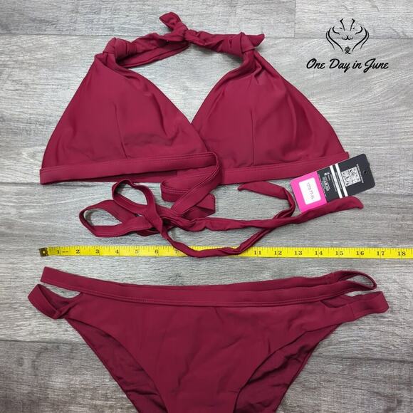 Shekini Halter Criss Cross Cut Out Bikini Swimsuit Size XL - Picture 5 of 6